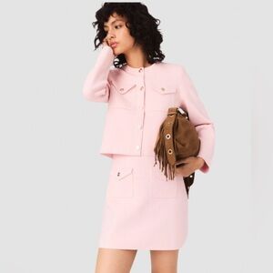 Maje Brittney Blush Pink Mini Skirt Size 40 US 8